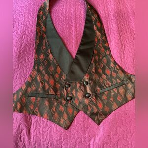 Tux vest , red shimmertriangles size medium faux pockets – adjustable